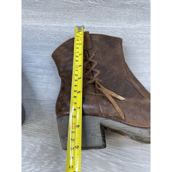 Born Karin Ankle Western Boots Brown Leather 8 Lace Back Women's Cowboy Heel - Picture 7 of 12